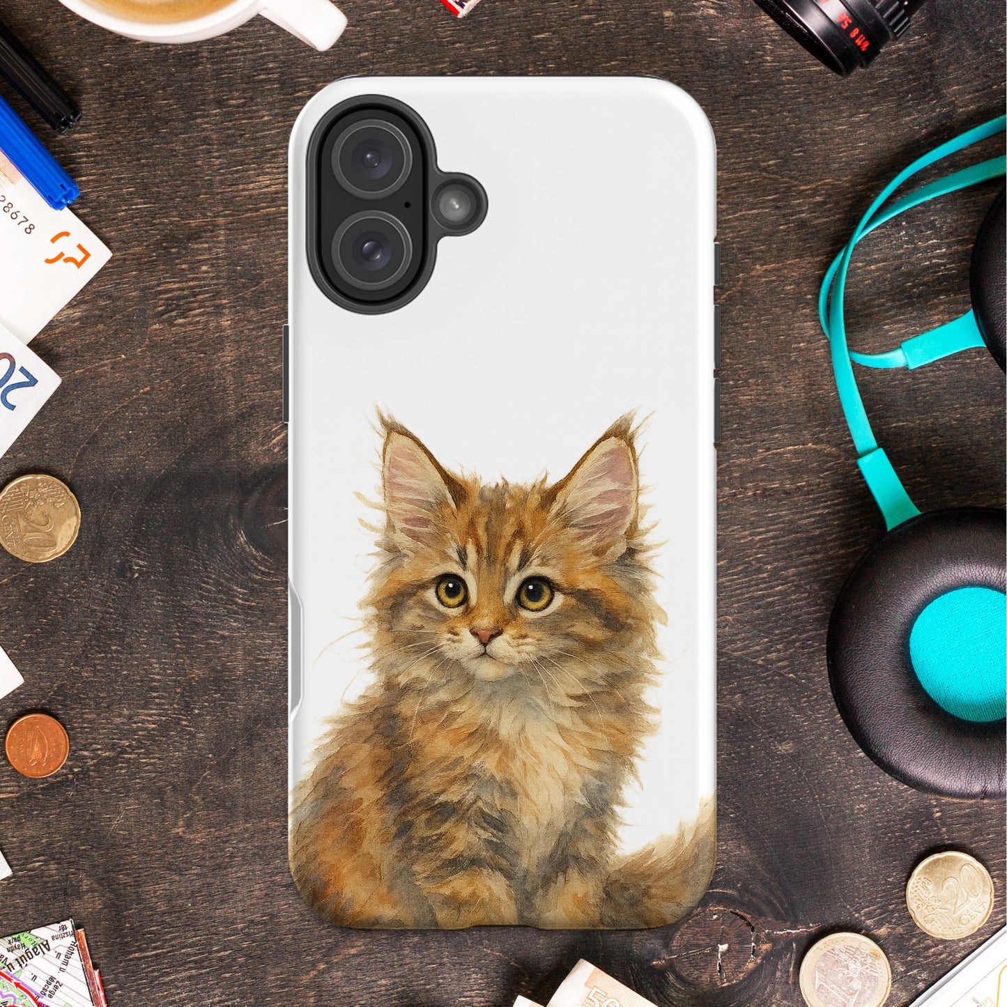 Adorable Orange Kitten Illustration Phone Case product