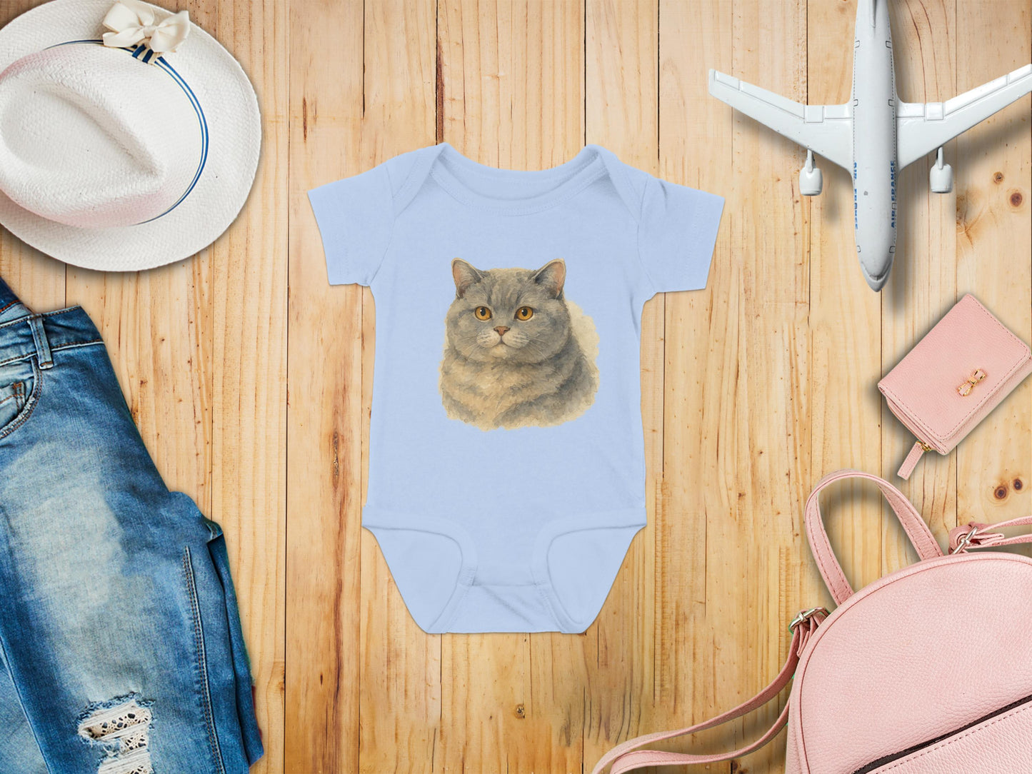 Adorable Baby Onesie with Cute Cat Print product type