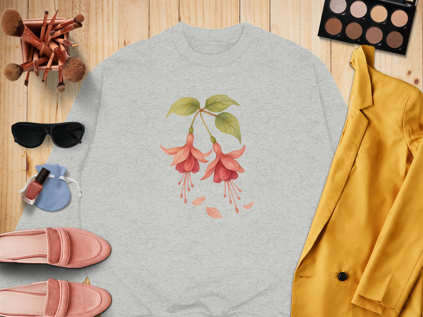 Beautiful Floral Design on Casual Grey Top product