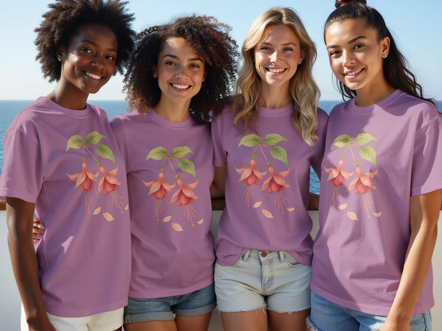 Pink Floral Print Casual Wear T-Shirt product