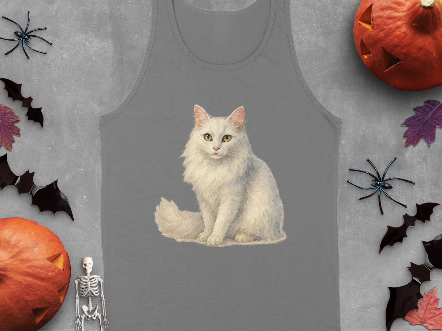 Charming White Cat Design Tank Top product type
