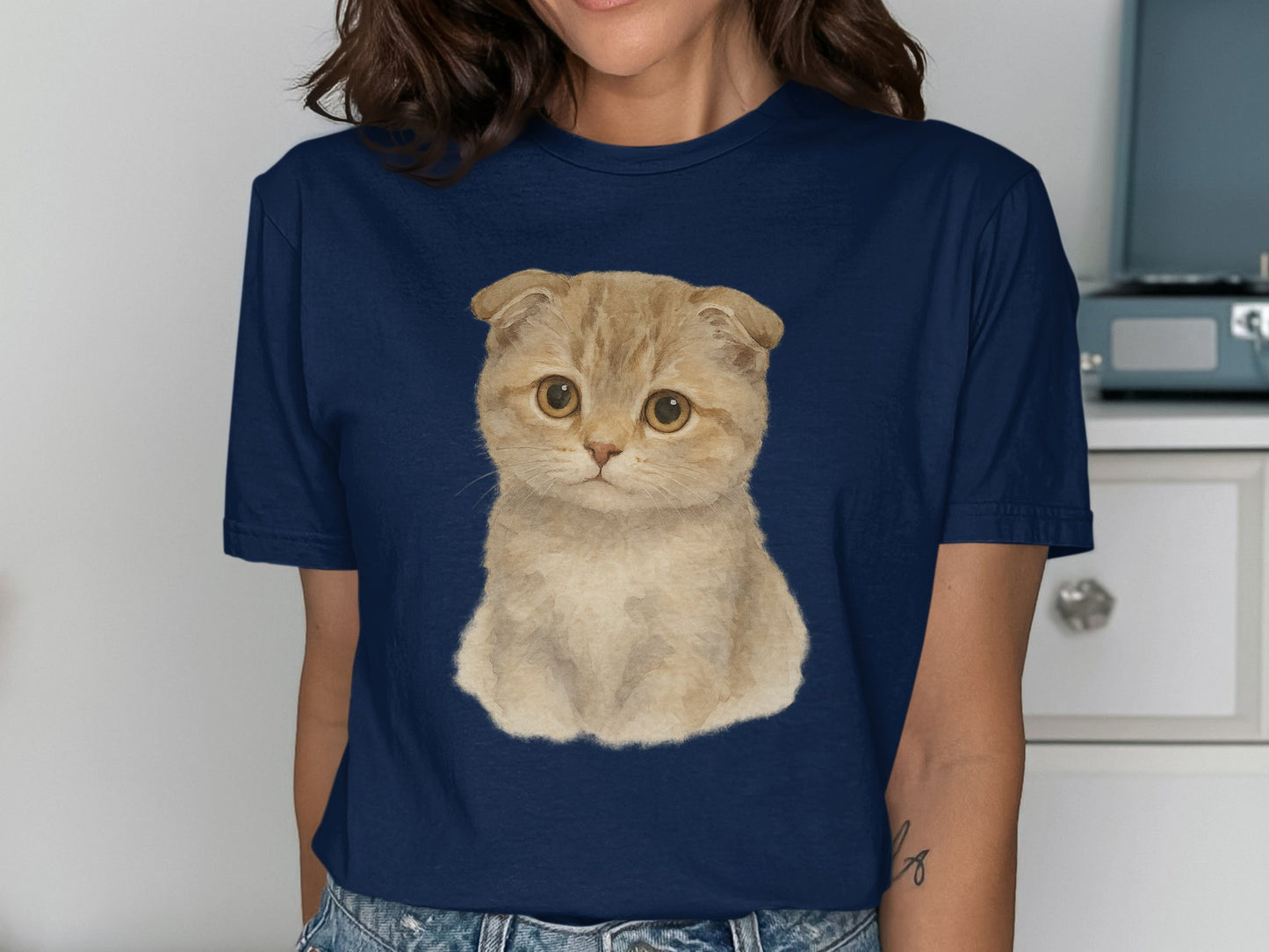 Adorable Scottish Fold Kitten Blue Shirt product type