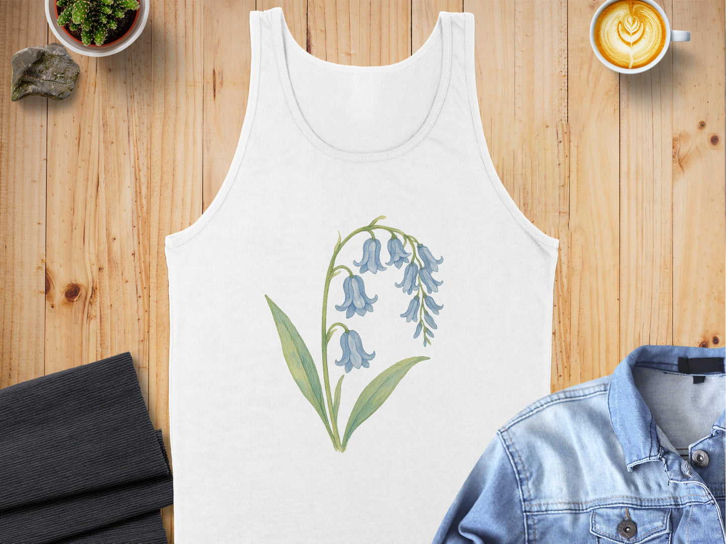 Floral Bell Flowers Printed White Tank Top product