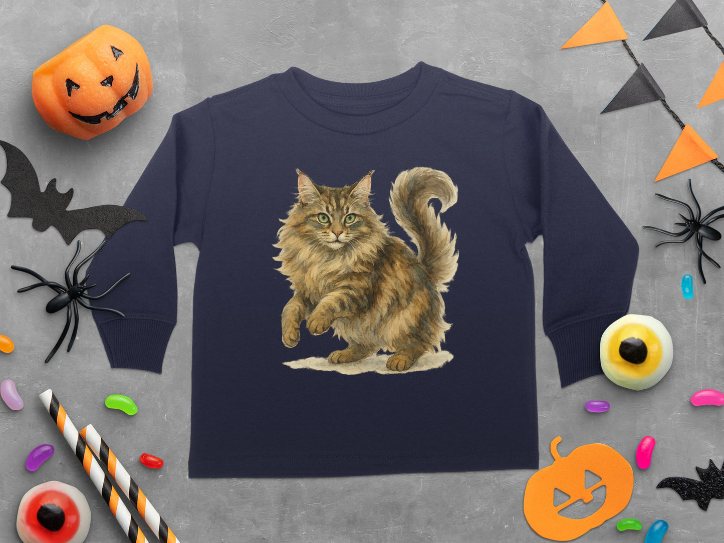 Halloween Cat Long Sleeve Shirt for Kids product