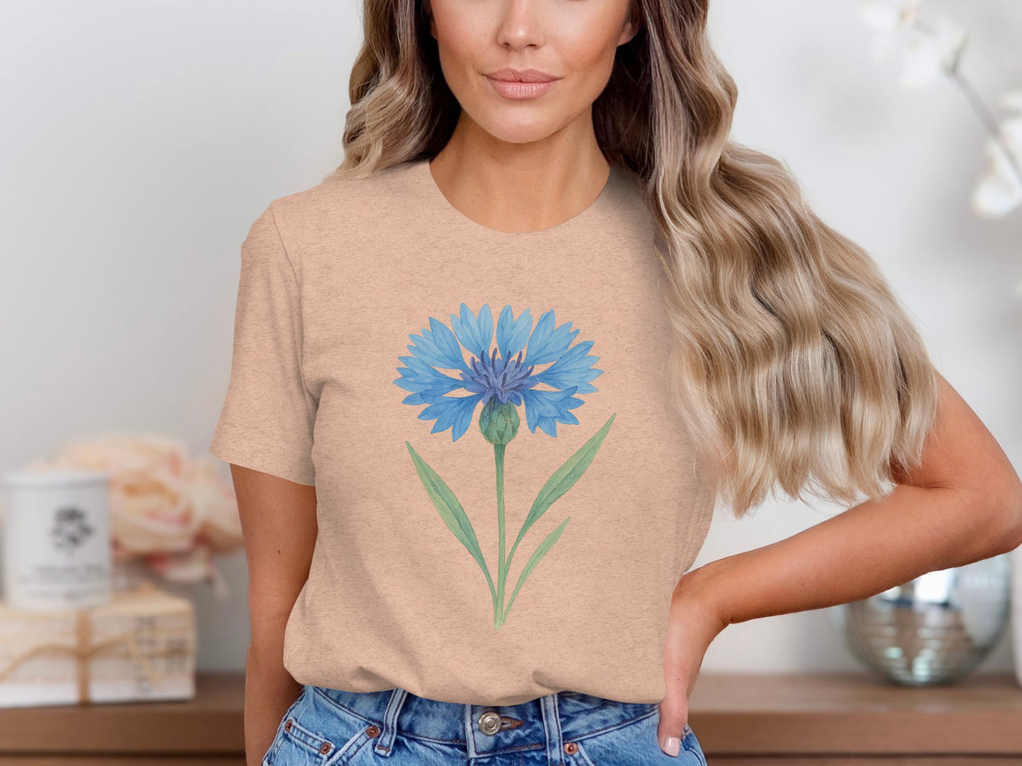 Beautiful Blue Cornflower Graphic Tee Shirt Product