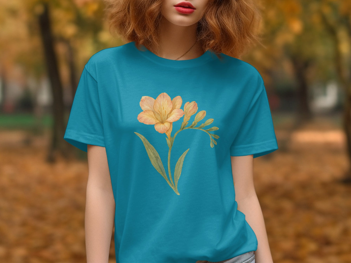 Beautiful Floral Printed Design on Teal Shirt product