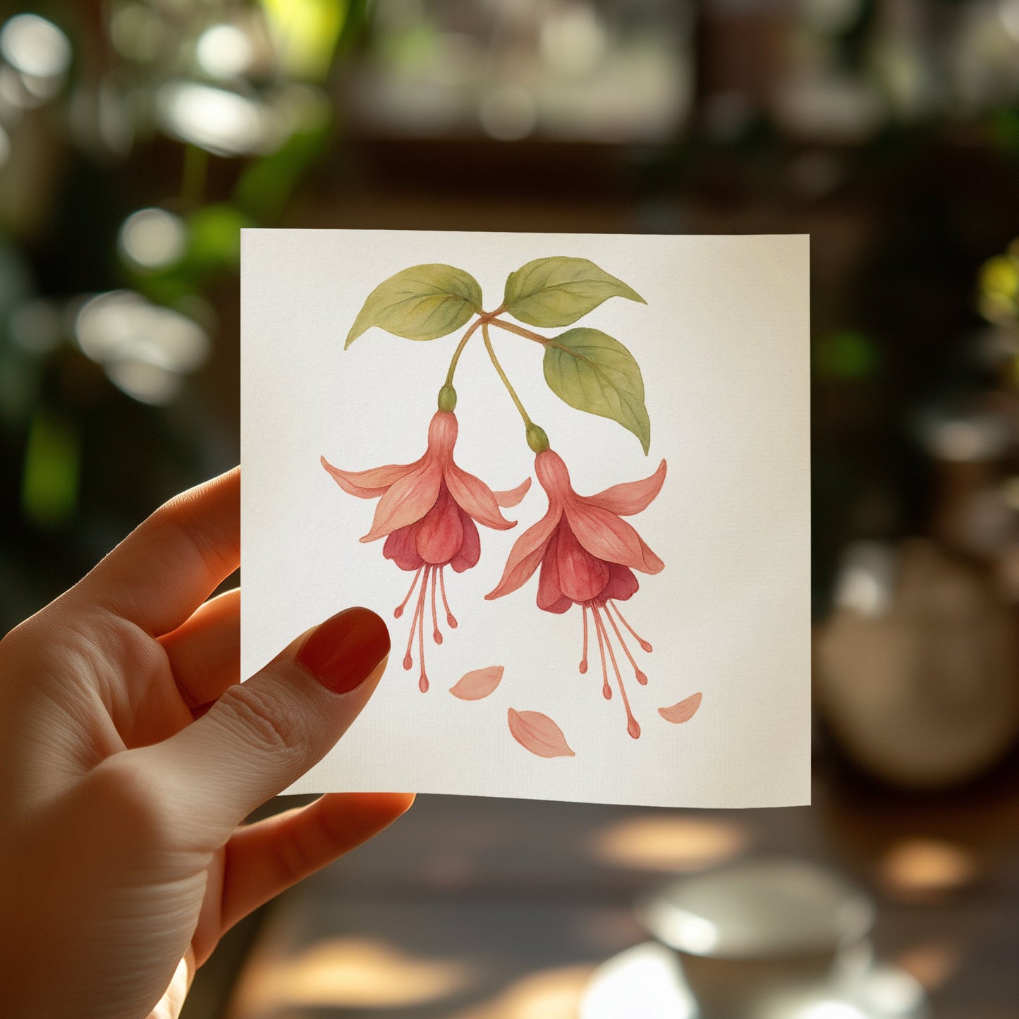 Elegant Handcrafted Fuchsia Floral Square Card product