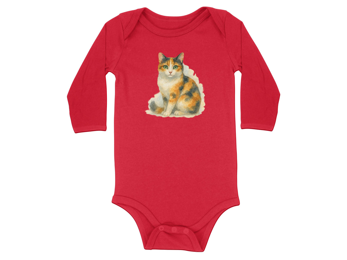 Cute Calico Cat Print Long Sleeve Baby Onesie product