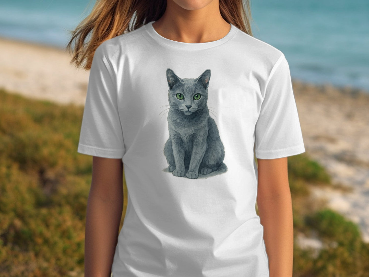 Realistic Gray Cat Graphic Printed T Shirt product type