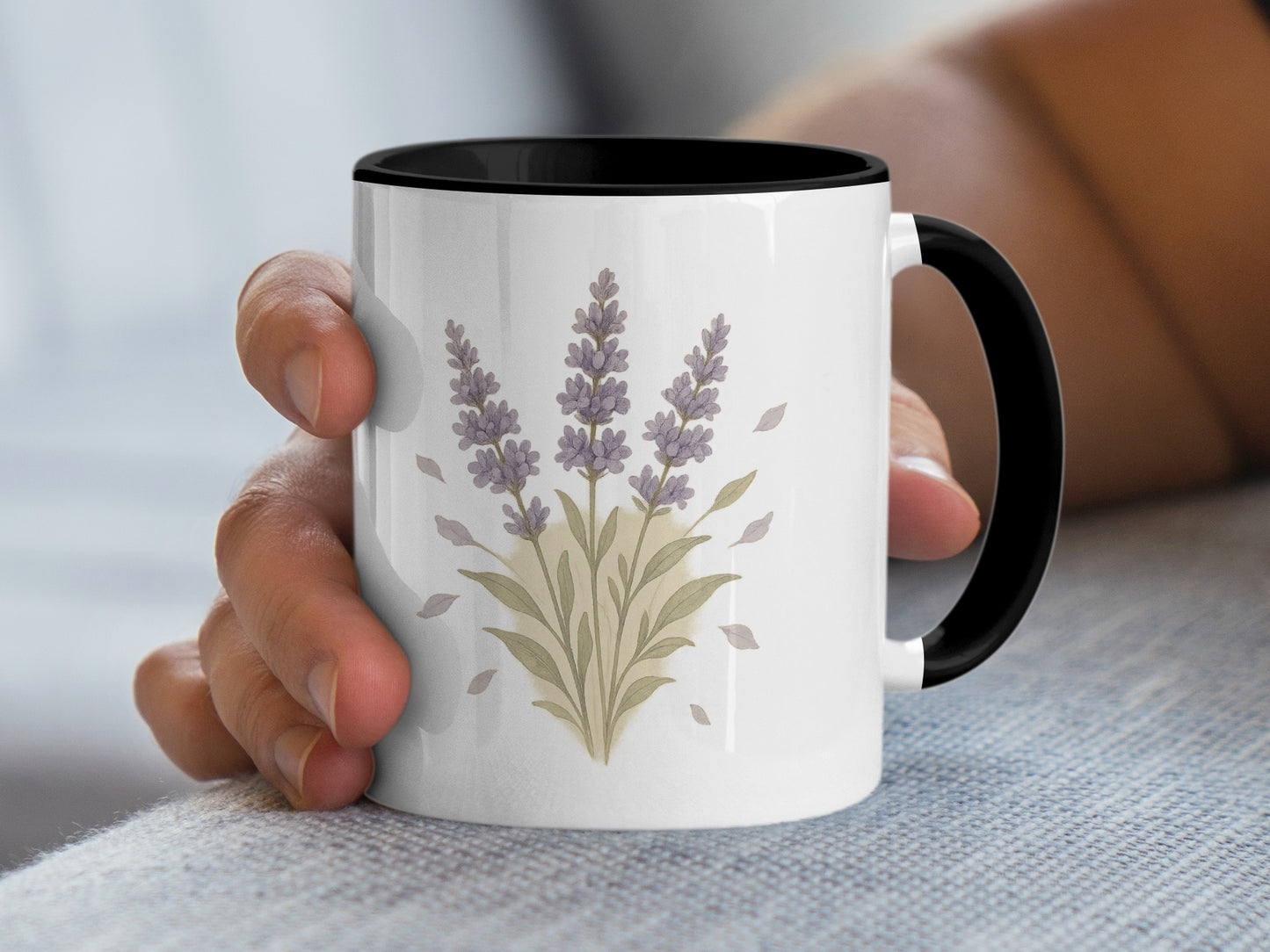 Lavender Flower Design White Ceramic Mug product