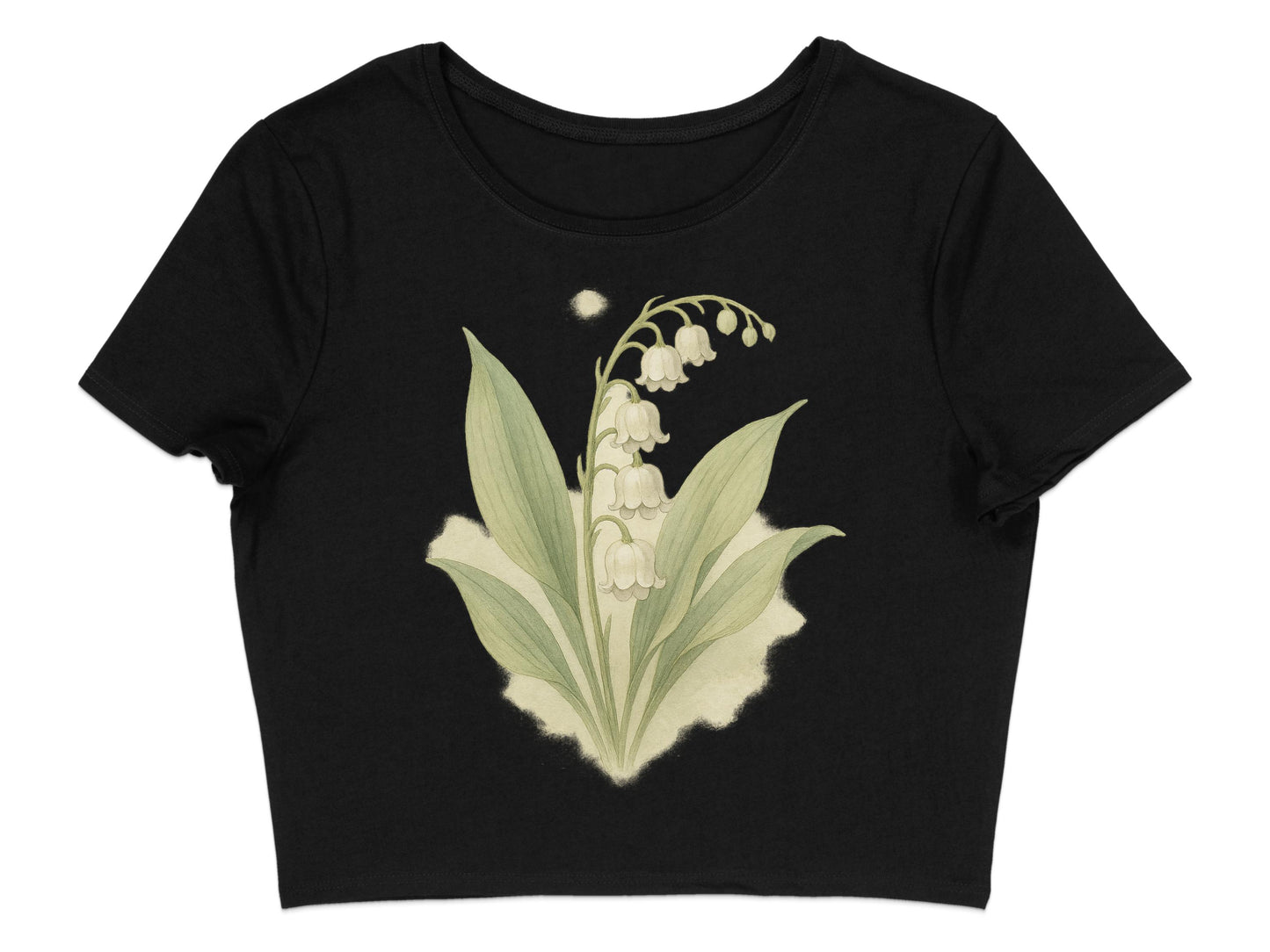 Lily of the Valley Flower Print Black Crop Top product