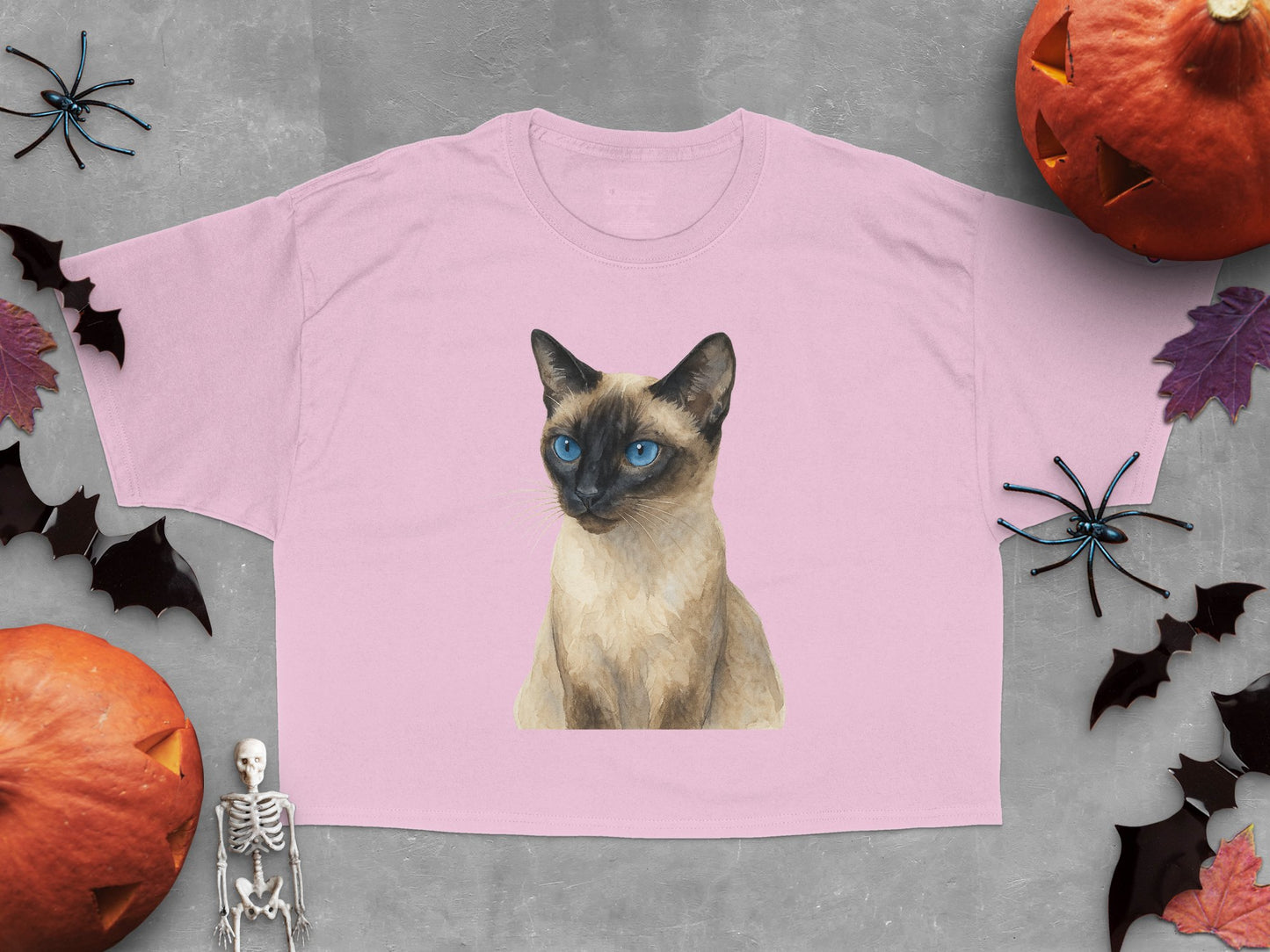 Cute Siamese Cat Graphic Pink Halloween T-Shirt Product