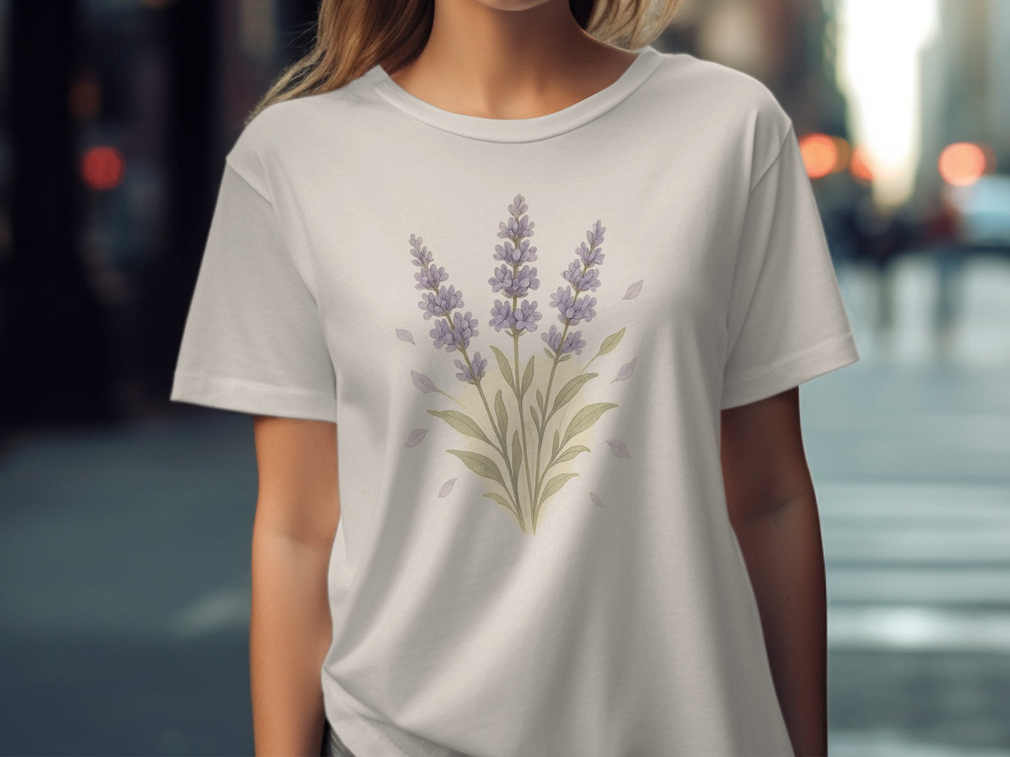 Lavender Blossom Print Graphic Tee shirt product type