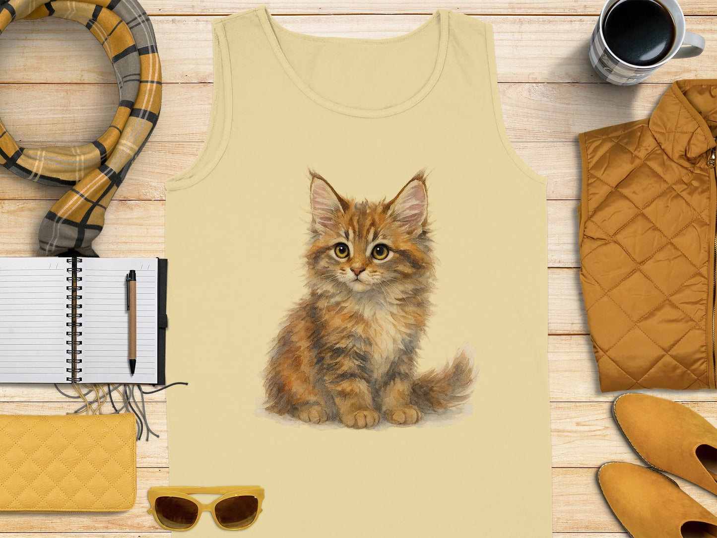 Adorable Kitten Print Sleeveless Casual Top product
