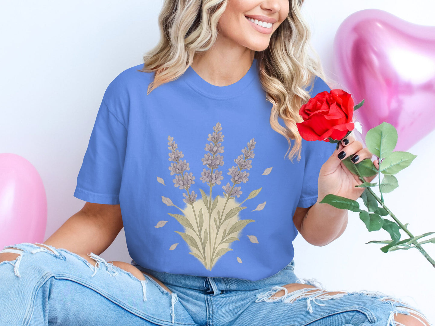 Lavender Floral Graphic Tee Shirt product type