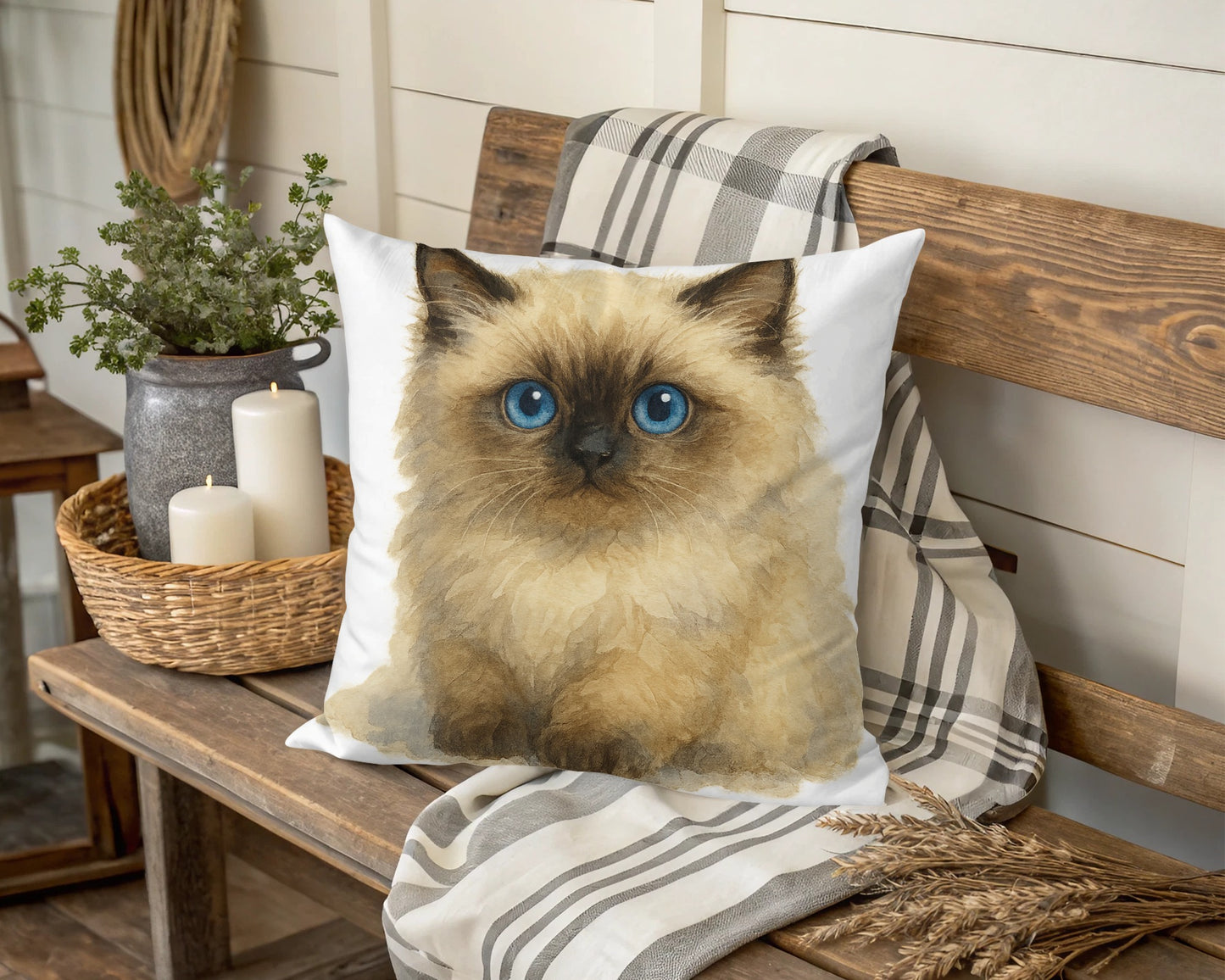 Cute Furry Cat Design Throw Pillow Home Decor product type