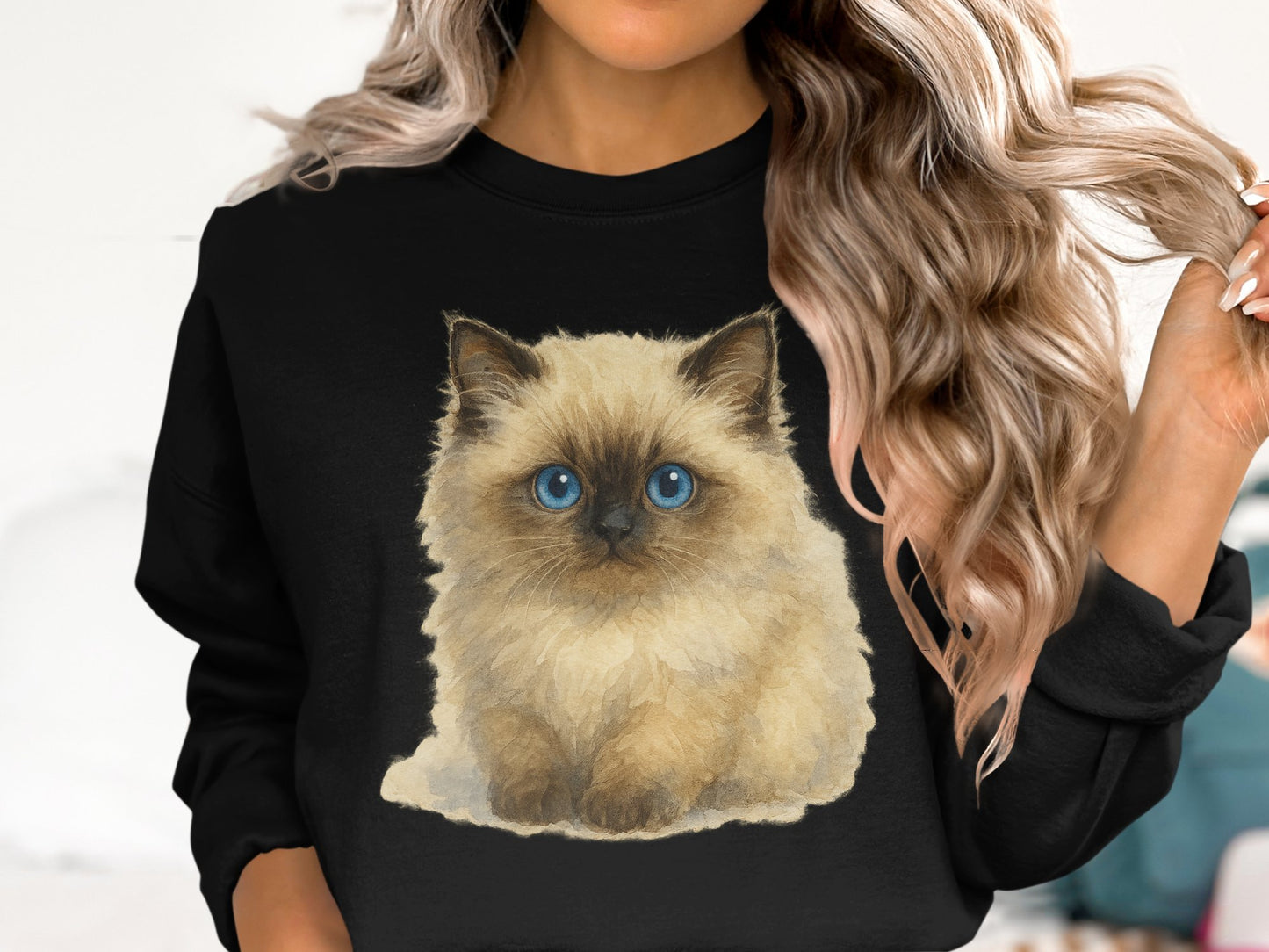 Cute Blue-Eyed Fluffy Kitten Sweatshirt Product