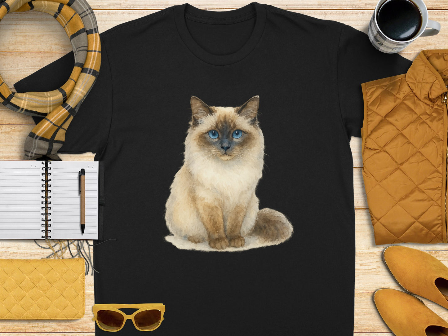 Cute Furry Cat with Blue Eyes T-Shirt Product Type