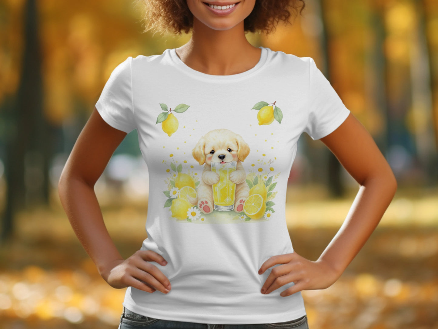 Cute Puppy with Lemon Design T-Shirt product