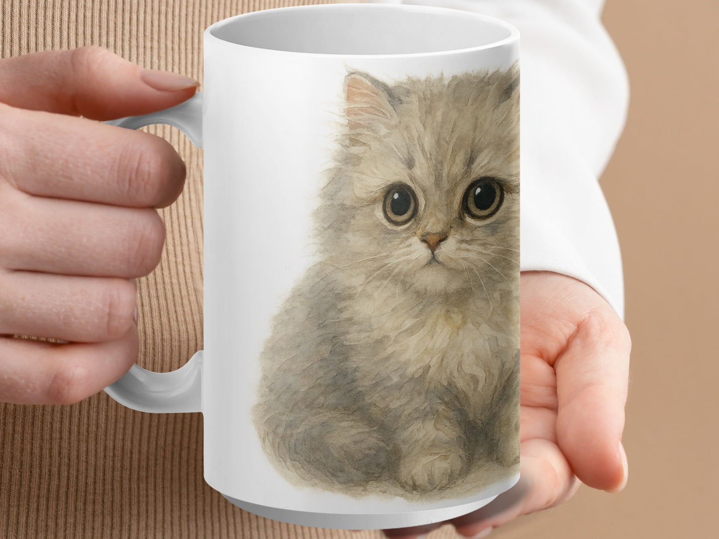 Adorable Kitten Art on Ceramic Mug for Cat Lovers product