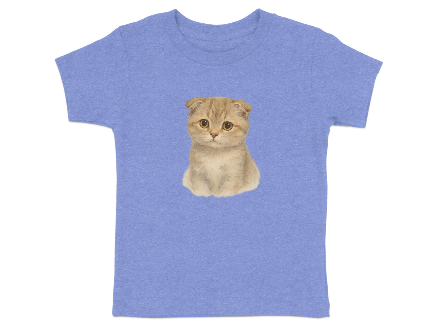 Cute Scottish Fold Cat Printed Blue Shirt product type