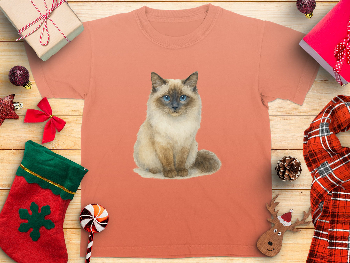 Cute Ragdoll Cat Graphic on Pink T-shirt product