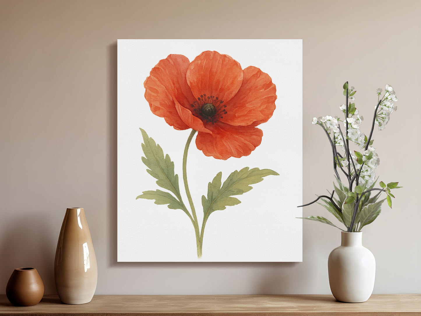 Red Poppy Flower Print on Canvas Wall Art product