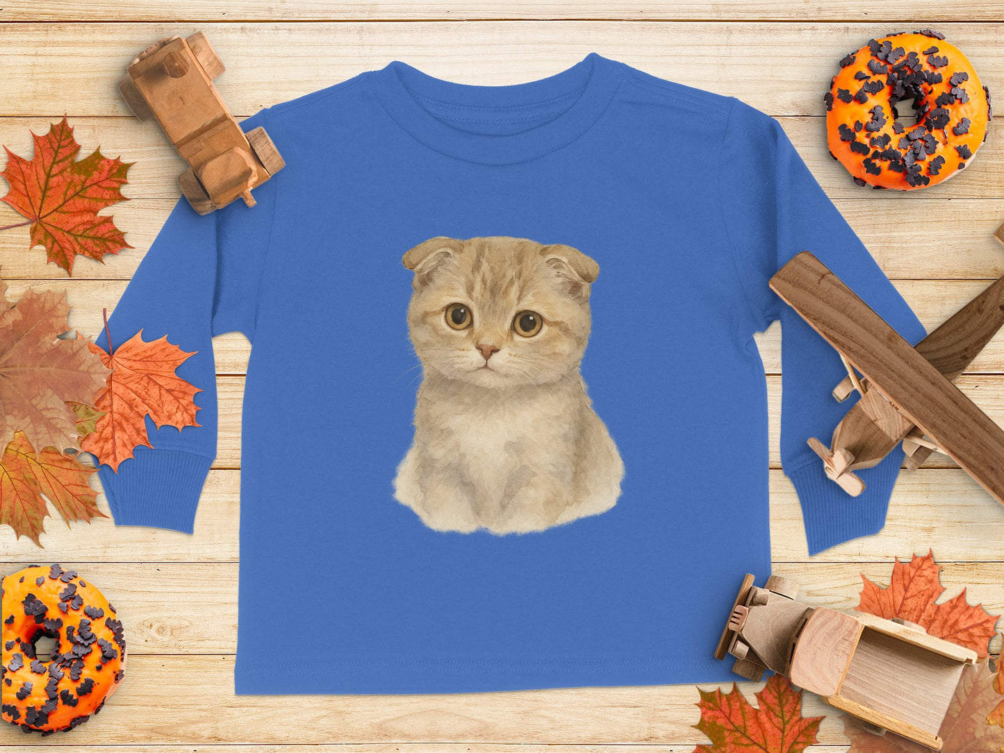 Cute Kitten Print Long Sleeve Toddler Shirt product