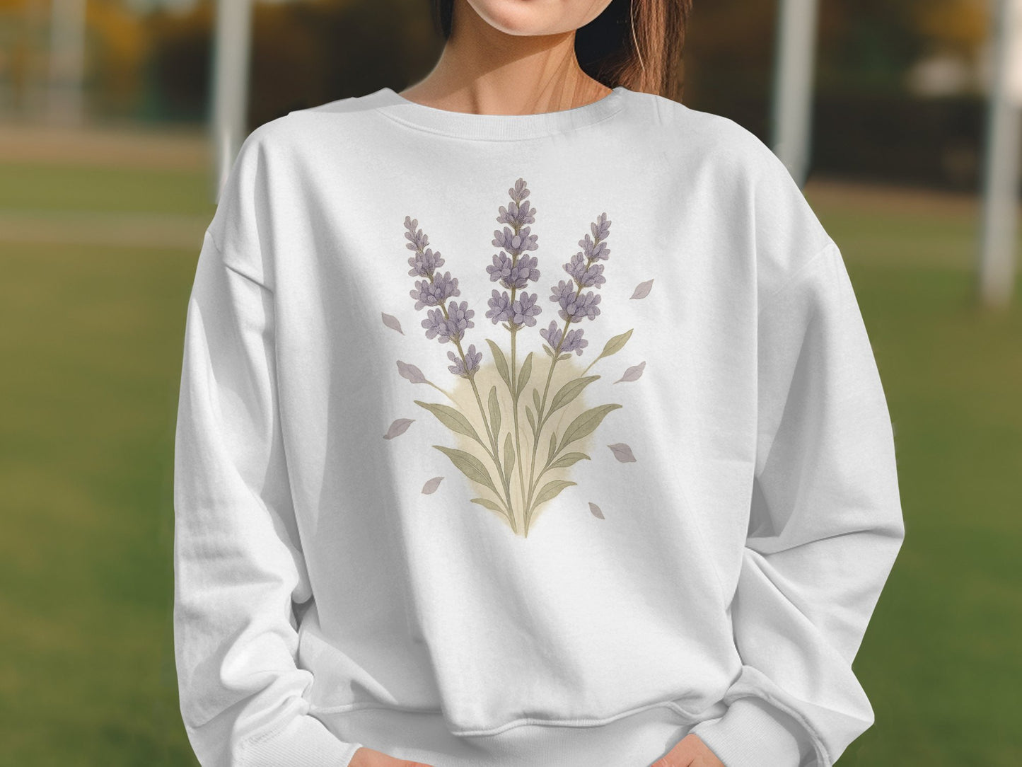 Lavender Flower Print Oversized Crewneck Sweatshirt product