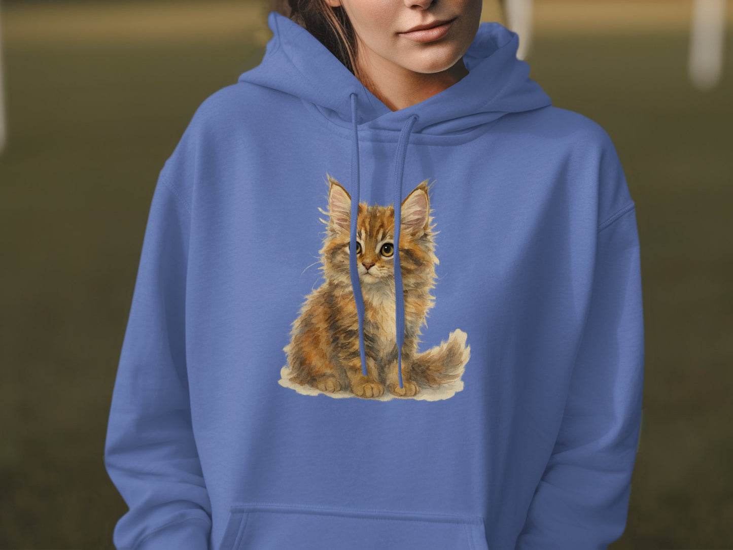 Cute Kitten Design on Blue Hoodie Product Type