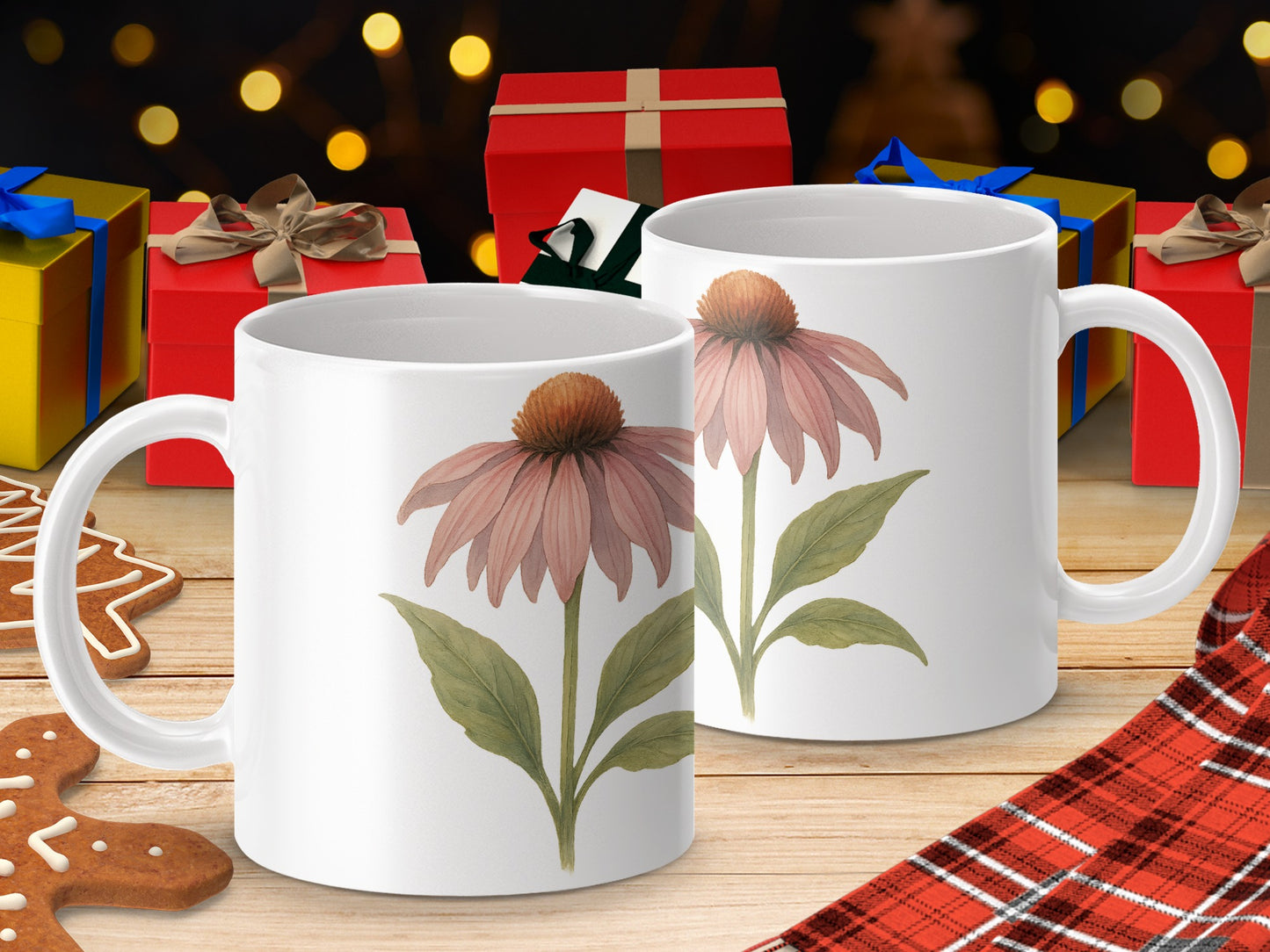 Pink Floral Design Holiday Gift Mug Product