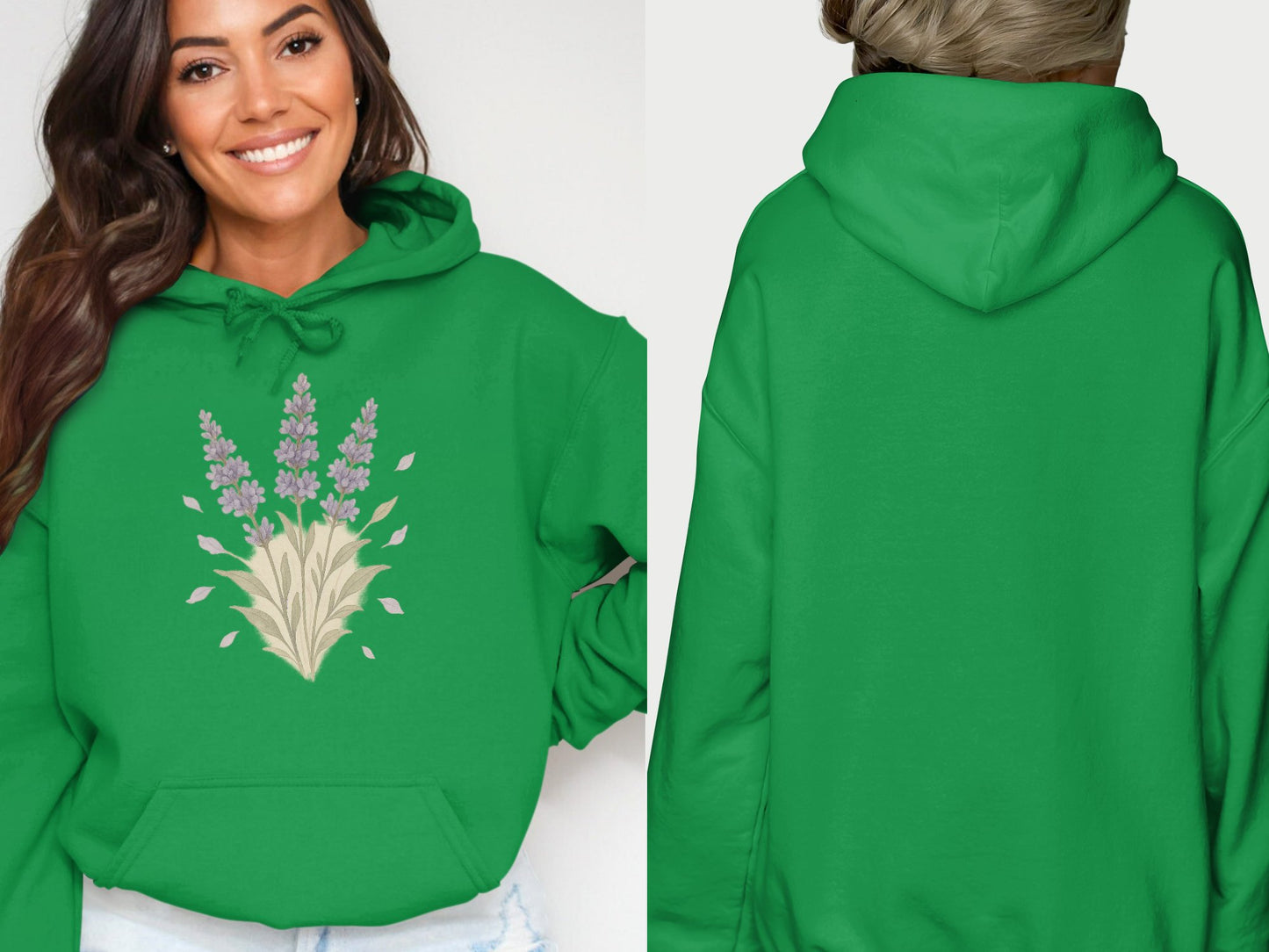 Lavender Floral Graphic Green Hoodie product