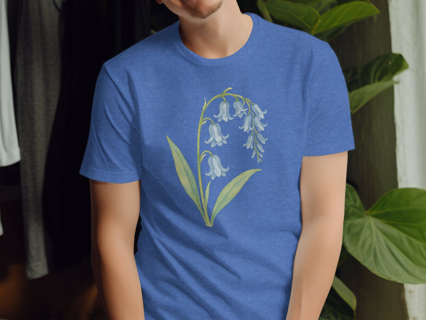 Blue T-Shirt with Elegant Flower Design Clothing Product