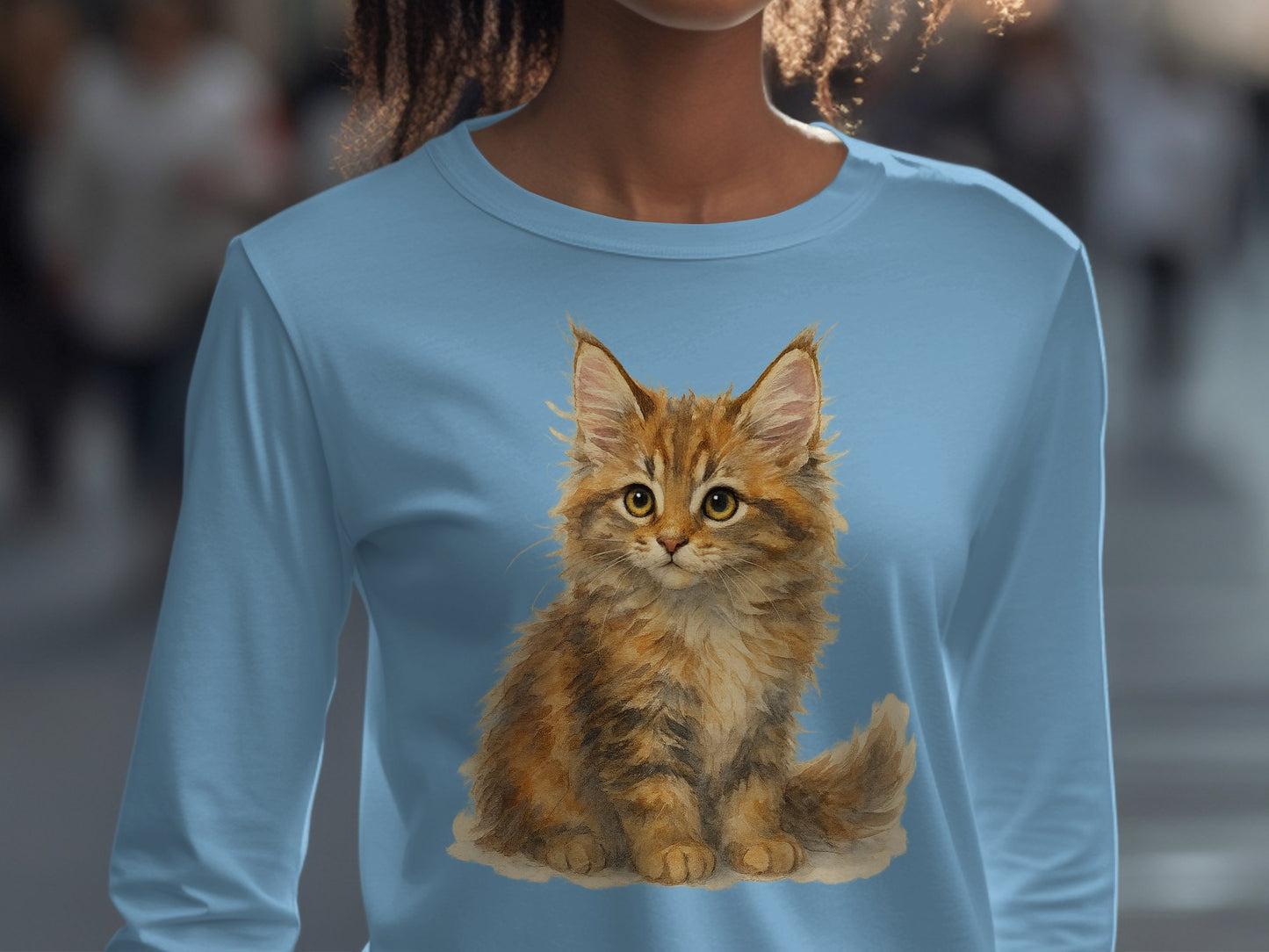 Cute Kitten Print Long Sleeve Shirt product type