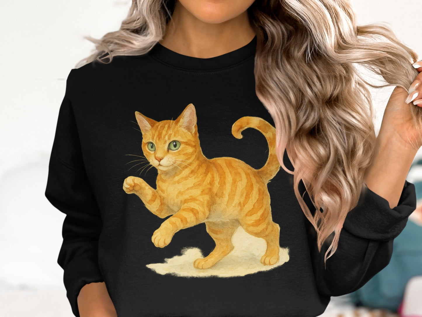 Playful Orange Tabby Cat Graphic Sweatshirt product