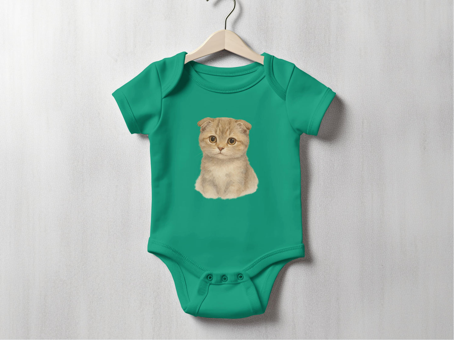 Adorable Kitten Print on Green Infant Onesie product type