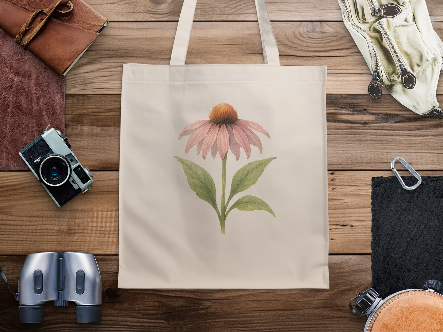 Elegant Tote Bag with Hand-Drawn Floral Design product type