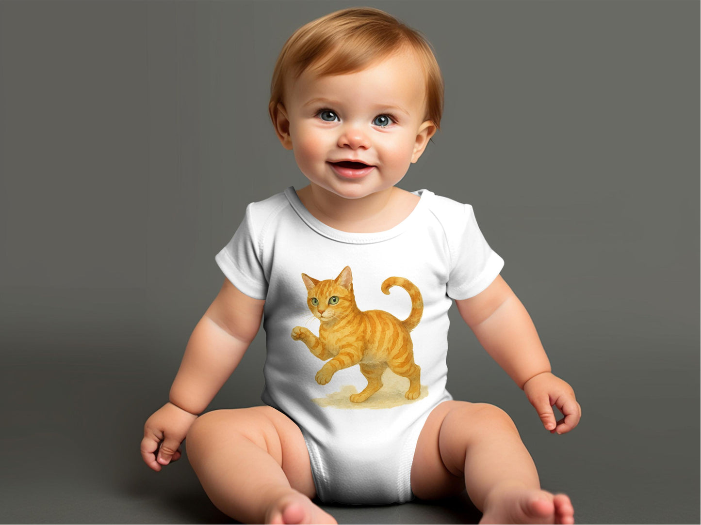 Adorable Baby Bodysuit with Cute Cat Print product