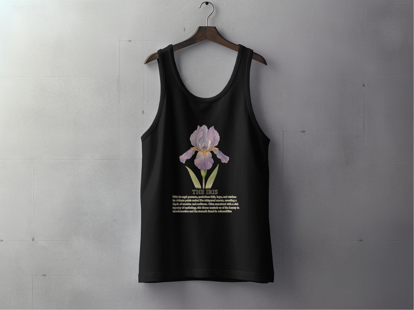 Black Tank Top with Purple Iris Design product type