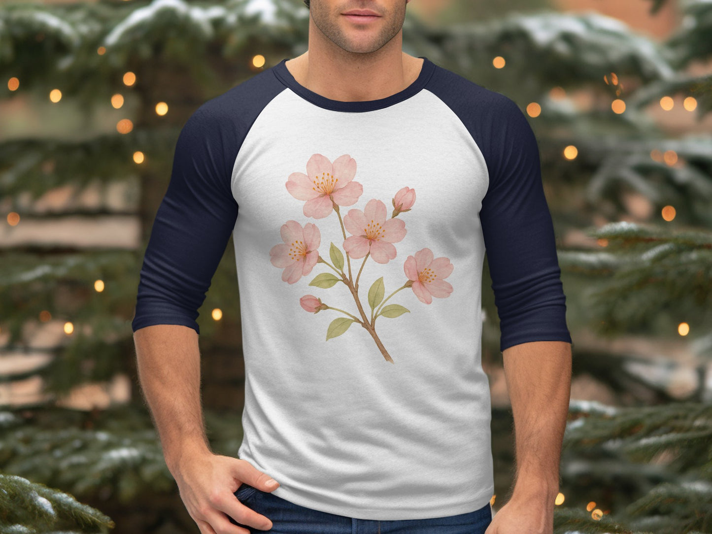 Men's Cherry Blossom Print Athletic Fit Shirt product