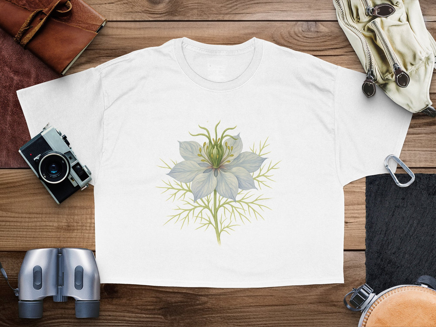 Artistic Floral Print White Crop Top product type