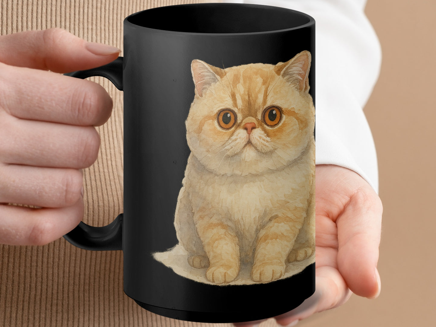 Cute Round Faced Cat Artwork Designed Mug product