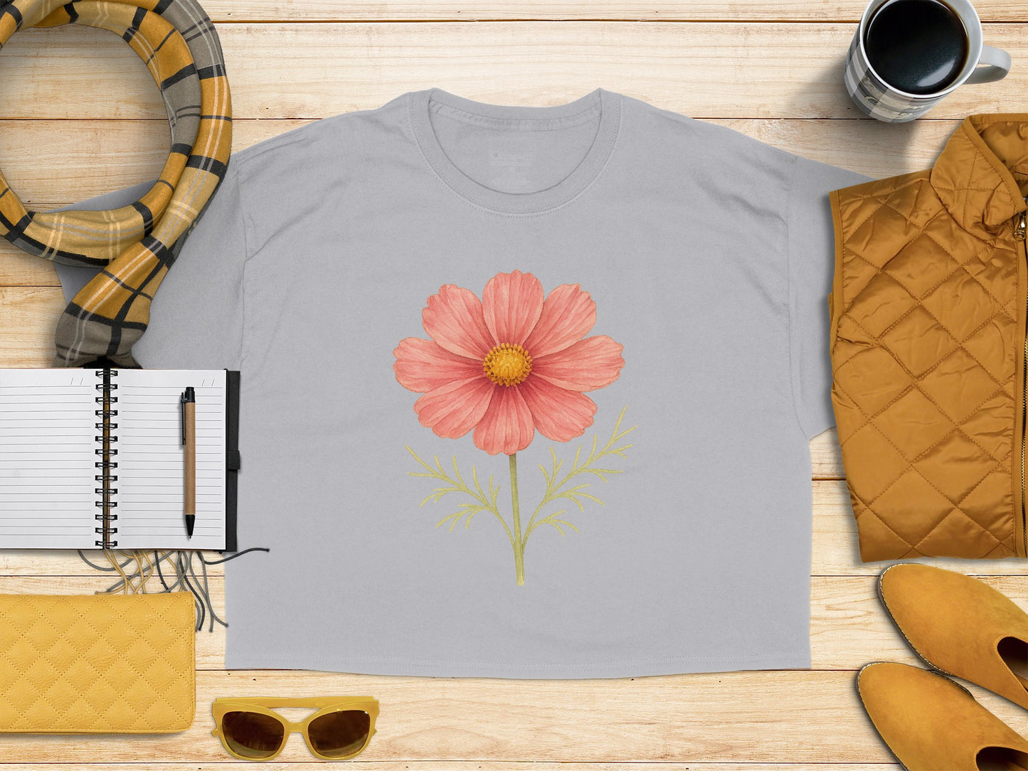 Stylish T-Shirt with Beautiful Flower Design product type