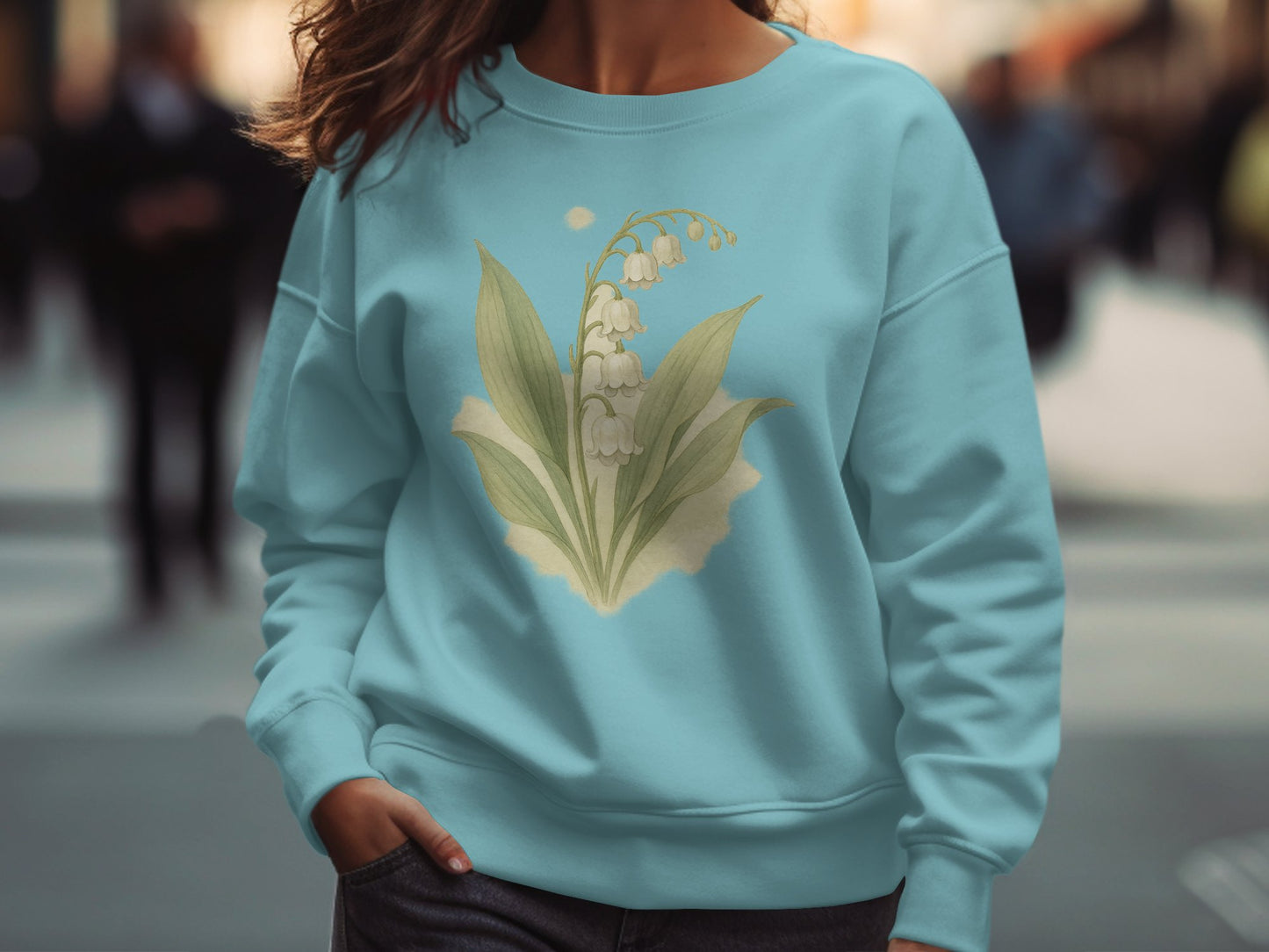 Elegant Lily of the Valley Light Blue Sweatshirt product