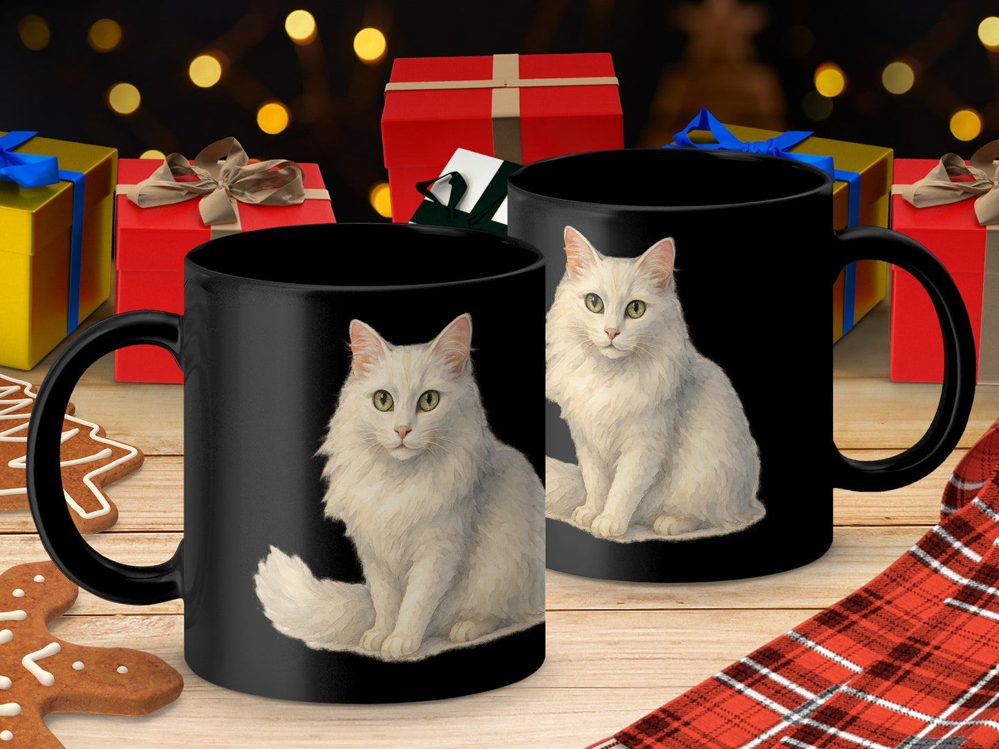White Cat with Green Eyes Design Ceramic Mug product