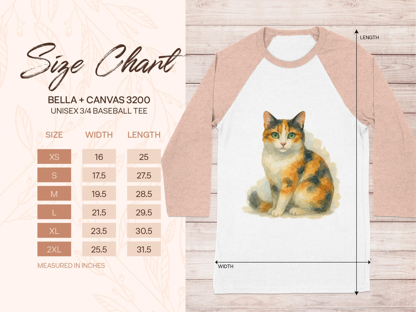 Calico Cat Unisex 3/4 Sleeve Baseball Tee product