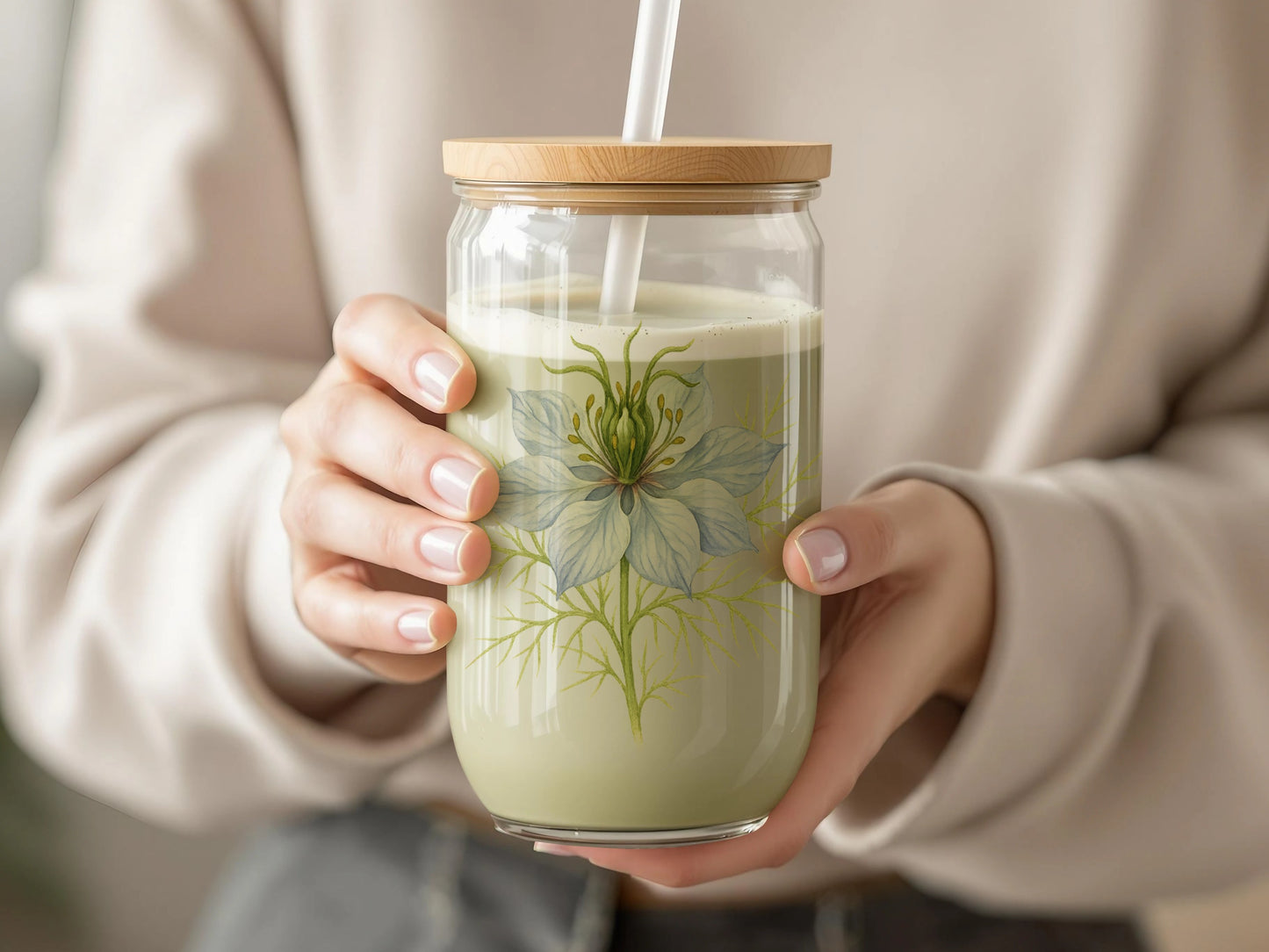 Modern Botanical Design Bamboo Lid Beverage Cup product