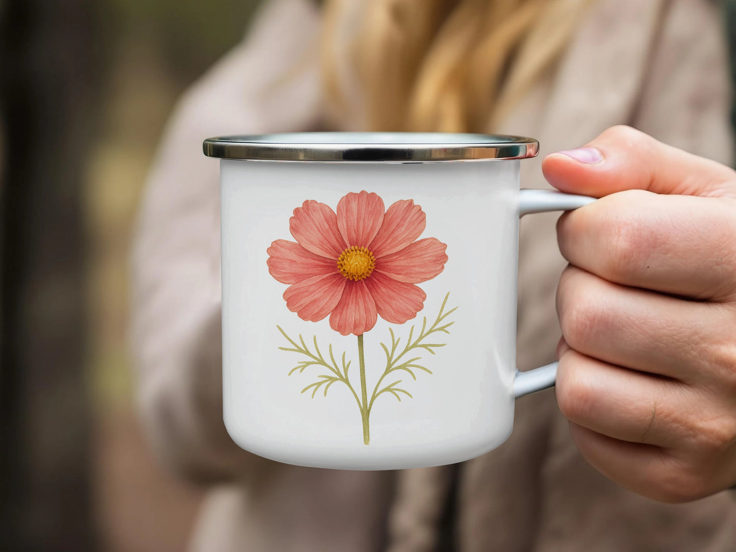 Pink Floral Design Sturdy Mug for Outdoors Camping product