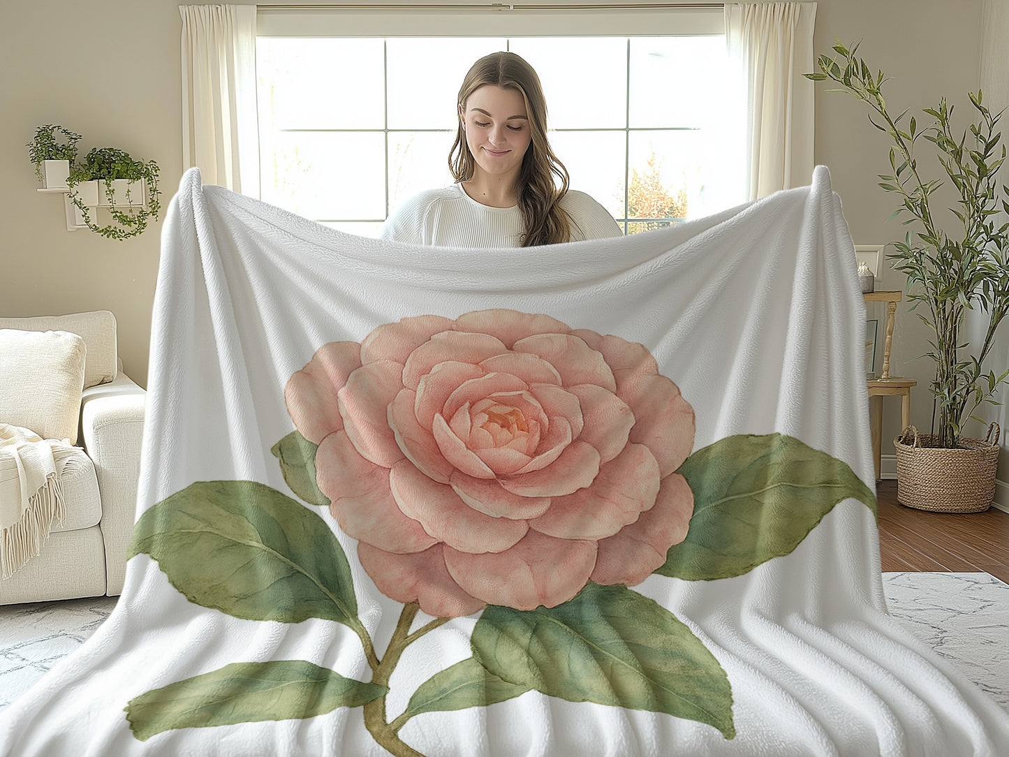 Luxurious Floral Design Blanket Cozy Home Decor Product
