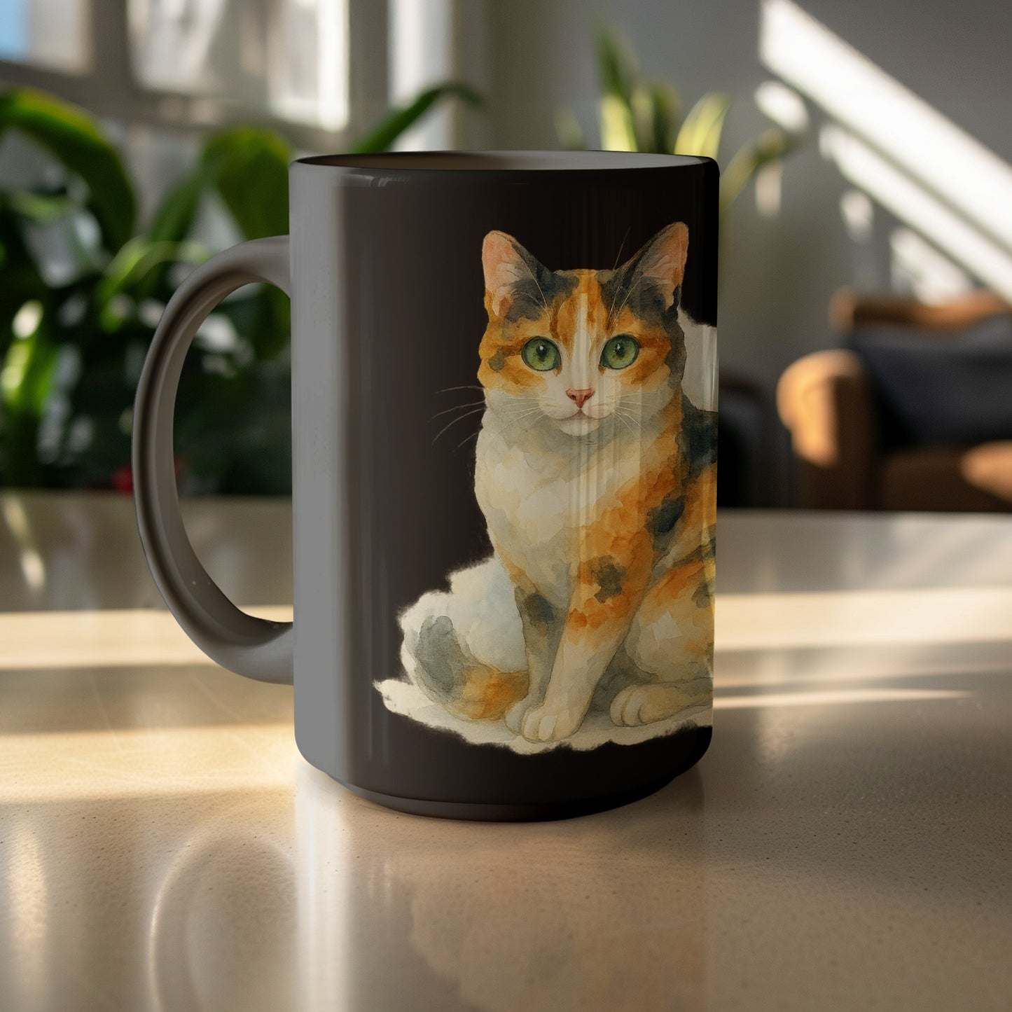 Calico Cat Art Dark Mug Perfect Coffee Tea Product Type